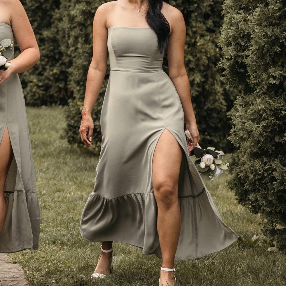 True Sage Strapless Dress